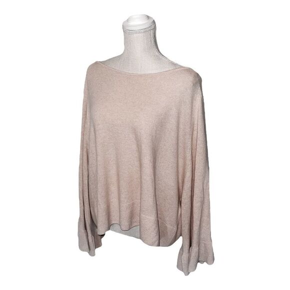 Elizabeth & James Freja Wool-Blend Flutter-Sleeve Sweater in Champagne - Picture 4 of 15